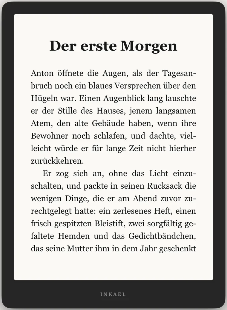 E-Reader-Vorschau des mit Inkael gesetzten Buches