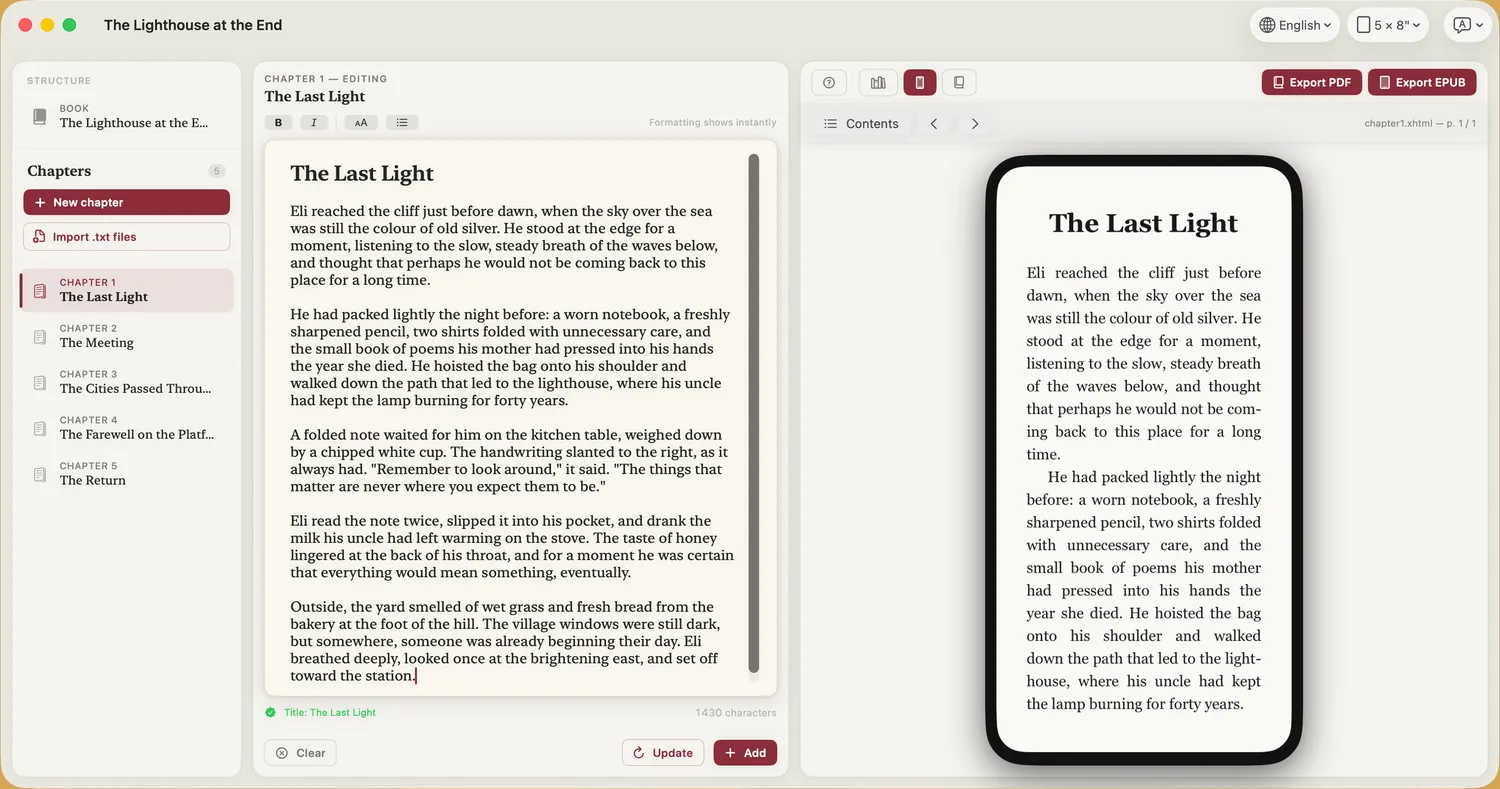 Phone preview of the book in Inkael