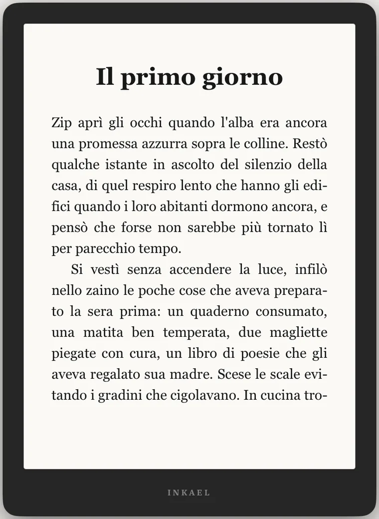 Anteprima e-reader del libro impaginato con Inkael