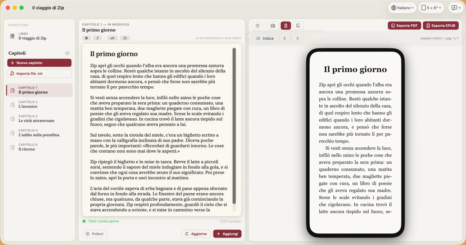 Anteprima su telefono del libro in Inkael