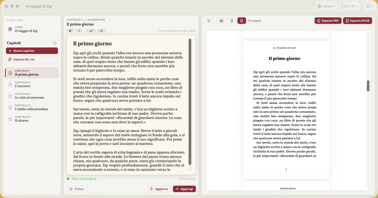 Anteprima di stampa impaginata in Inkael